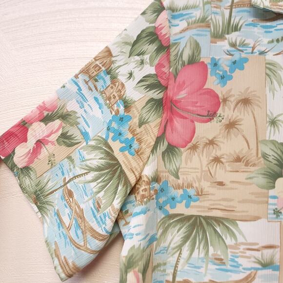 Bonworth Floral Hawaiian Shirt Size L Hibiscus Beach Travel Cruise Vacation​ - Picture 4 of 6